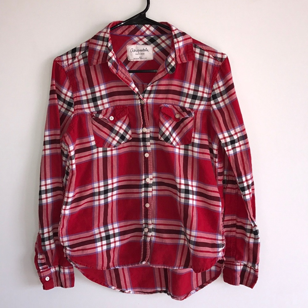 Aeropostale women's plaid woven button up